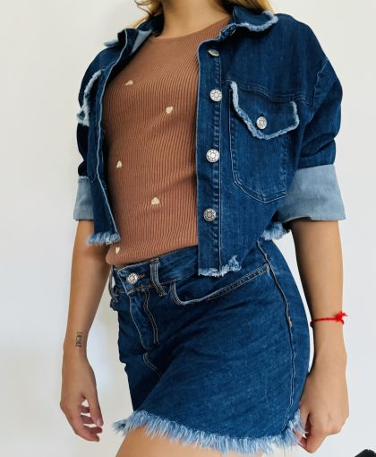 Giacchino denim sfrangiato