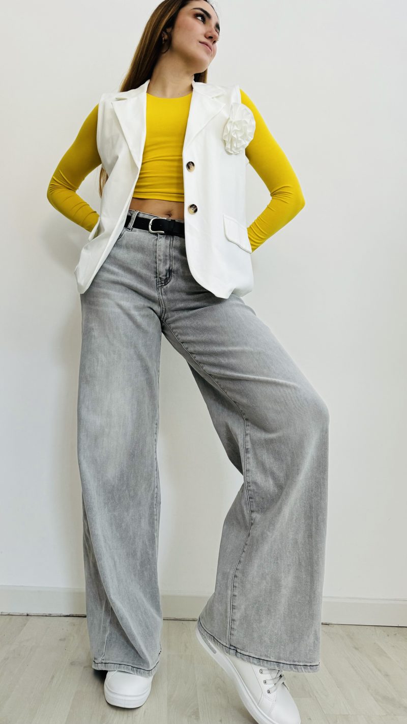 Jeans palazzo perla