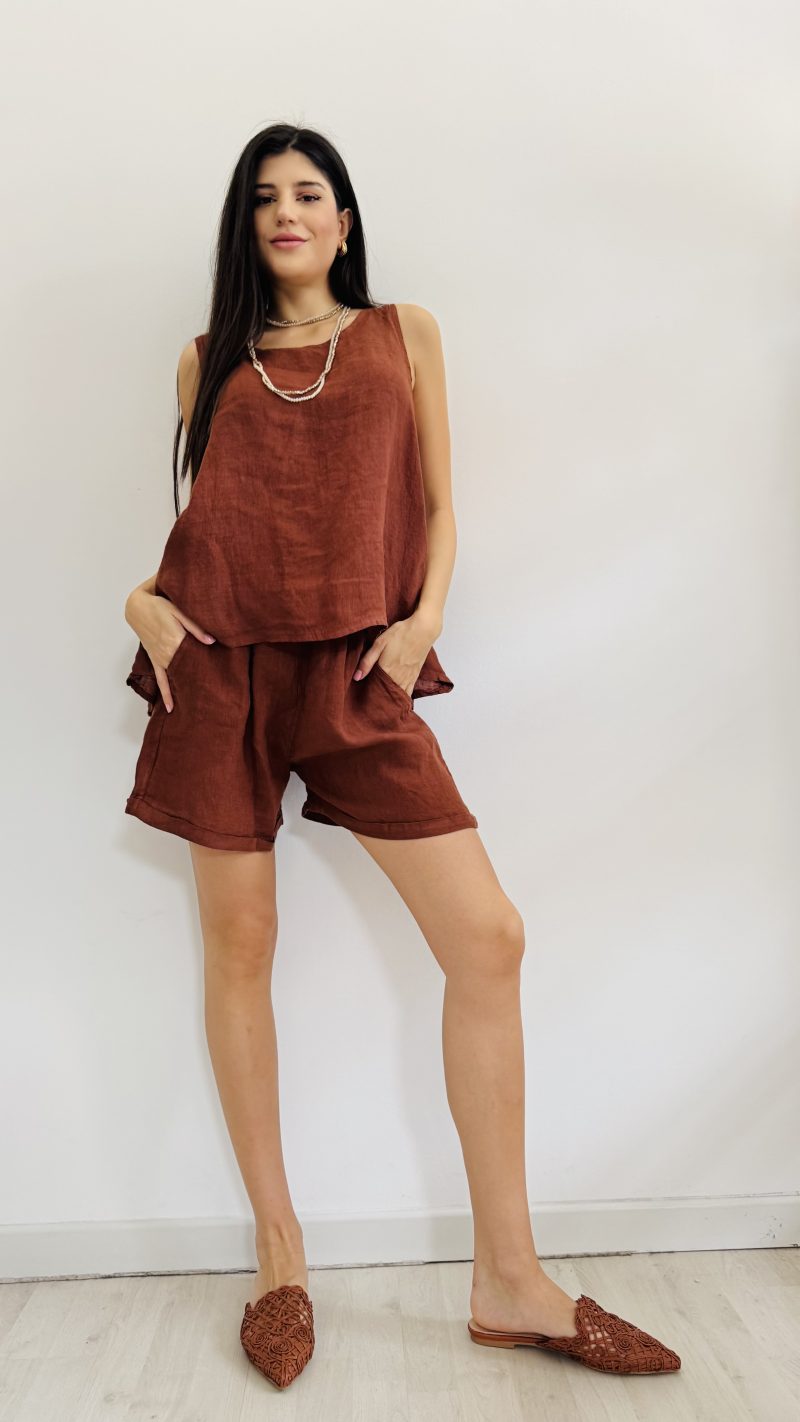Coordinato lino short - immagine 2