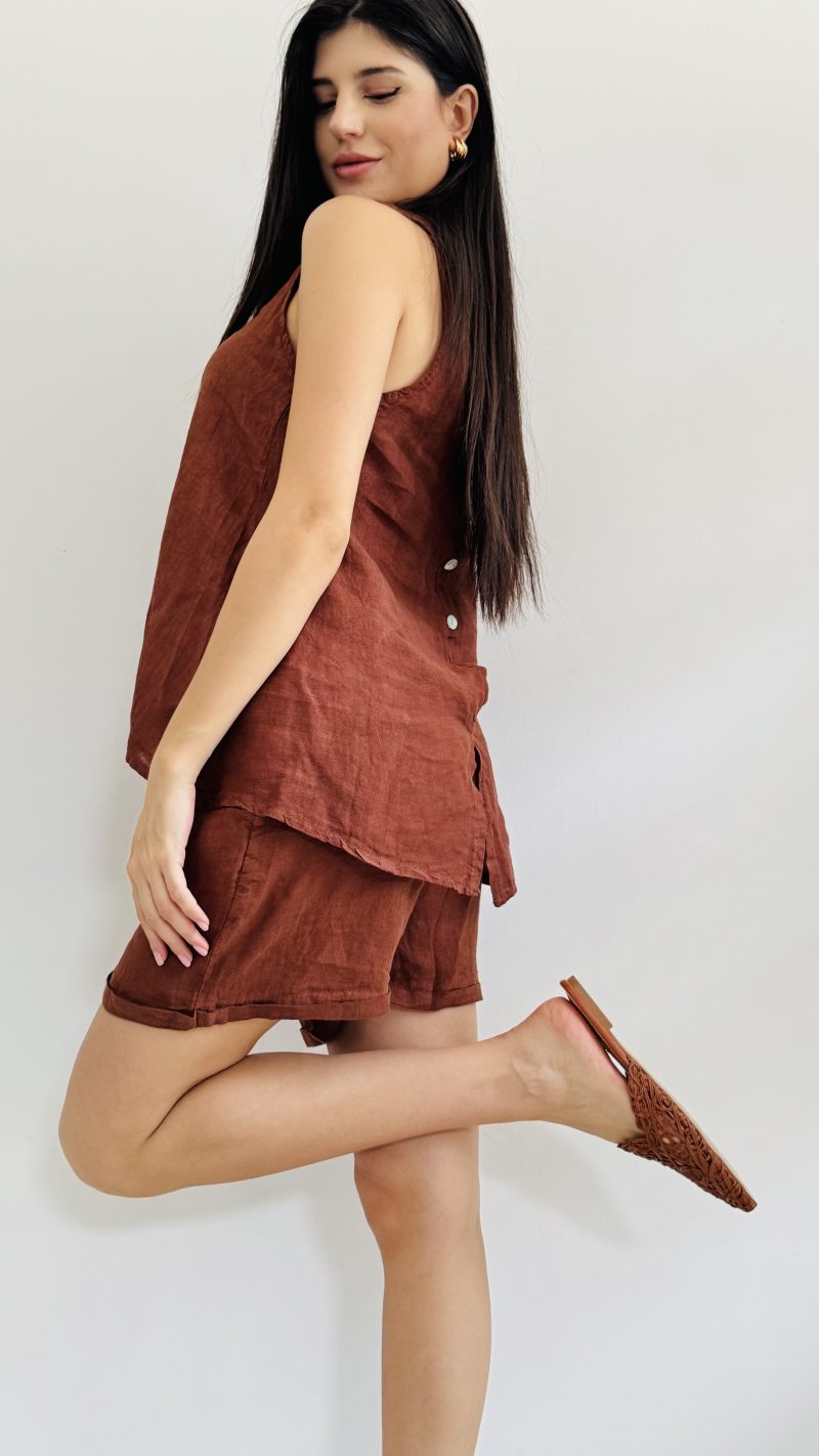Coordinato lino short - immagine 3