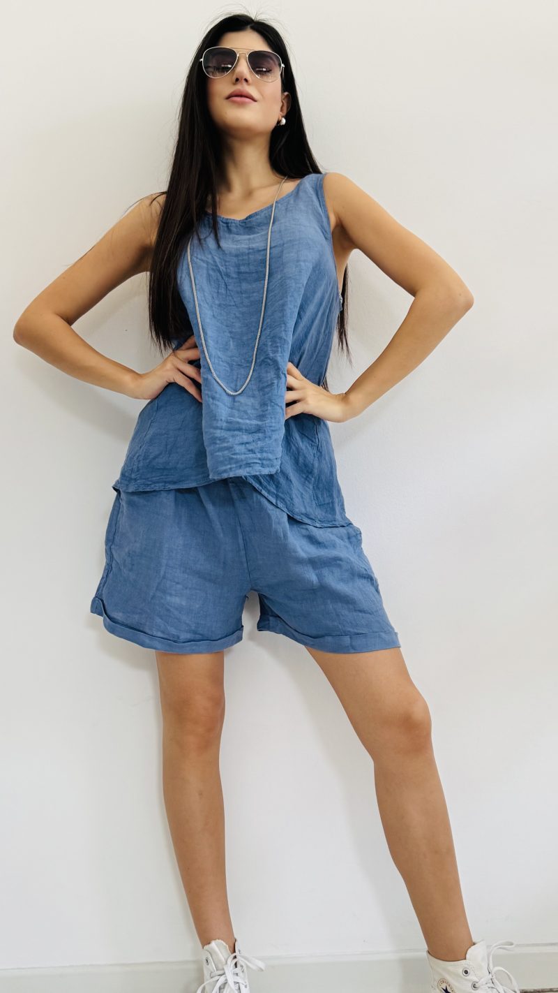 Coordinato lino short - immagine 5