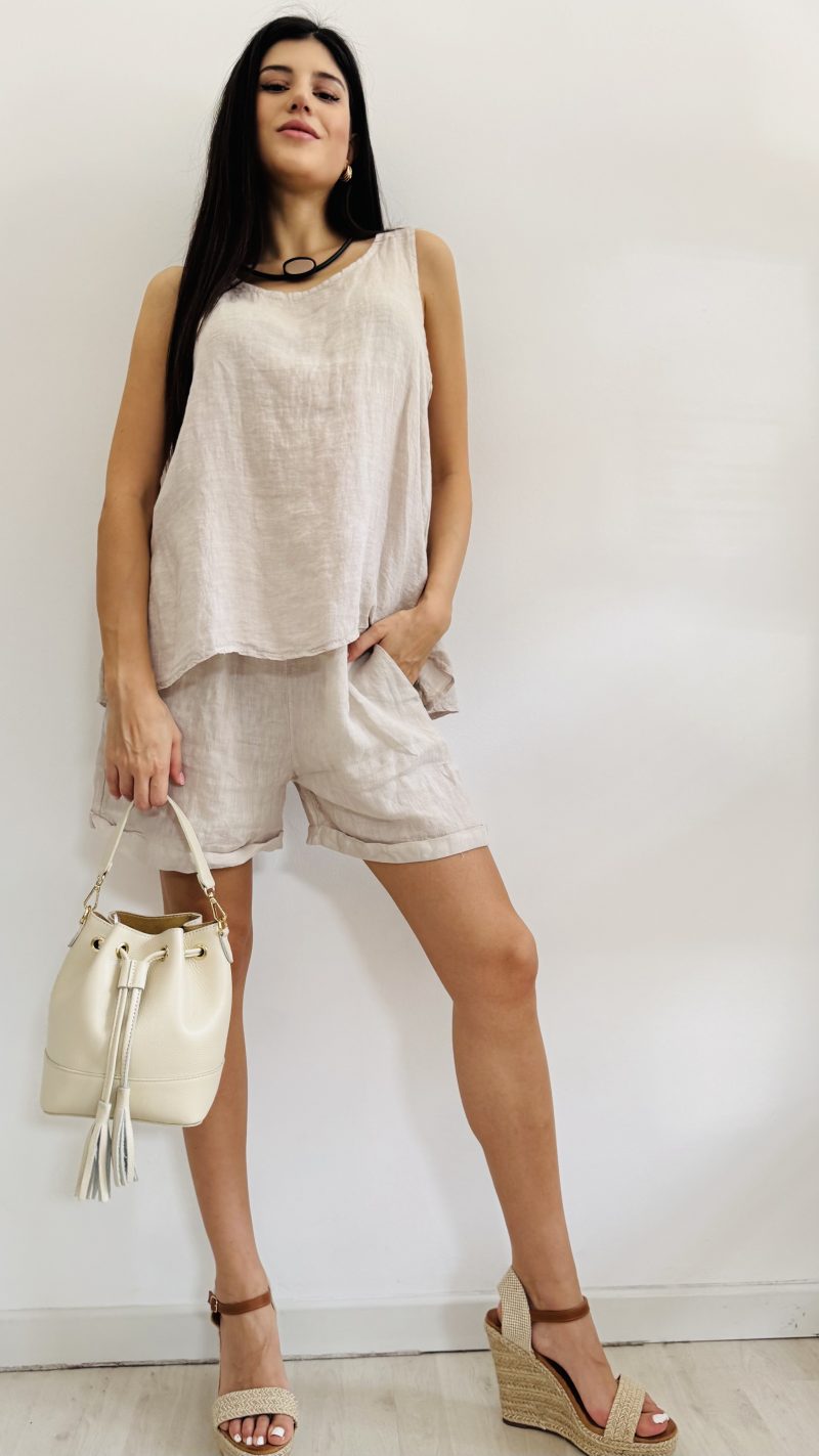 Coordinato lino short - immagine 10