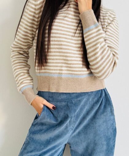 Girocollo righe misto cashmere