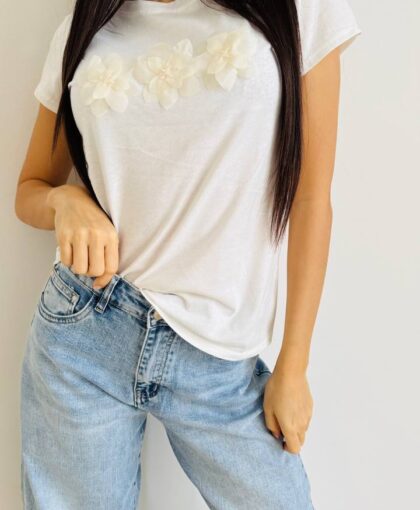 T-shirt fiori tulle