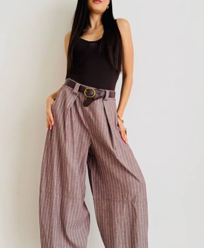 Pantalone ovetto gessato lino