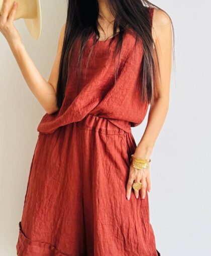 Blusa v in lino